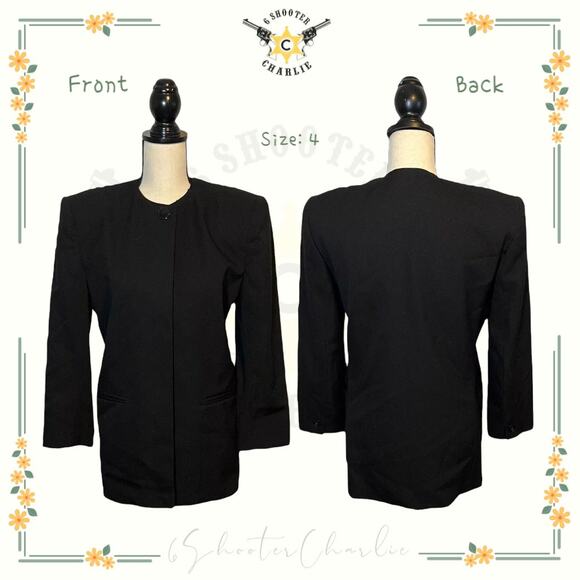 Vintage Garfinckel's Womens Black Wool Blazer Jacket Hidden Buttons Size 4 USA - Picture 1 of 6